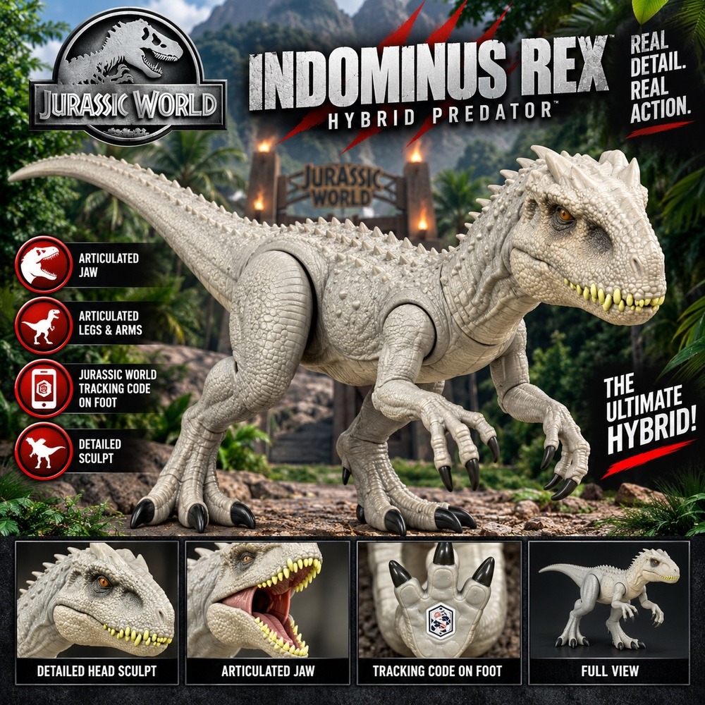 Jurassic World Indominus Rex Hybrid Predator Action Figure Articulated Dinosaur